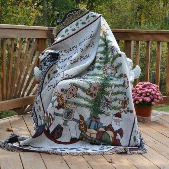 Tache Home Blanket Fashions Merry Christmas Tree Morning Tapestry Throw blanket - Picture 7 of 7